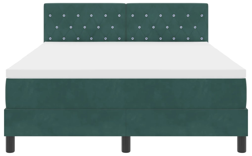 Cama Box Spring vidaXL com Colchão Verde Escuro 160x200 cm Veludo