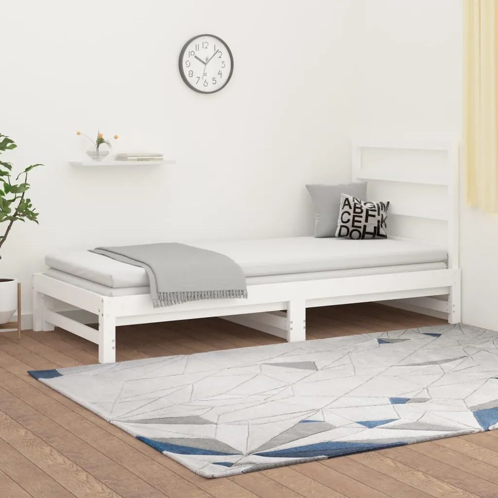 Estrutura sofá-cama de puxar 2x(90x190) cm pinho maciço branco