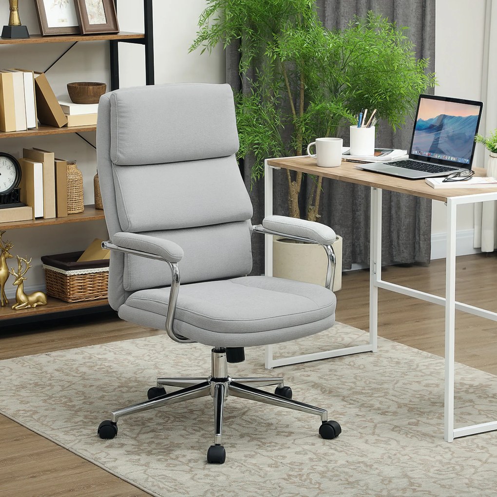 Cadeira de escritório, ergonómica com altura ajustável, função de balanço, 62 x 73 x 105-113 cm, cinzenta