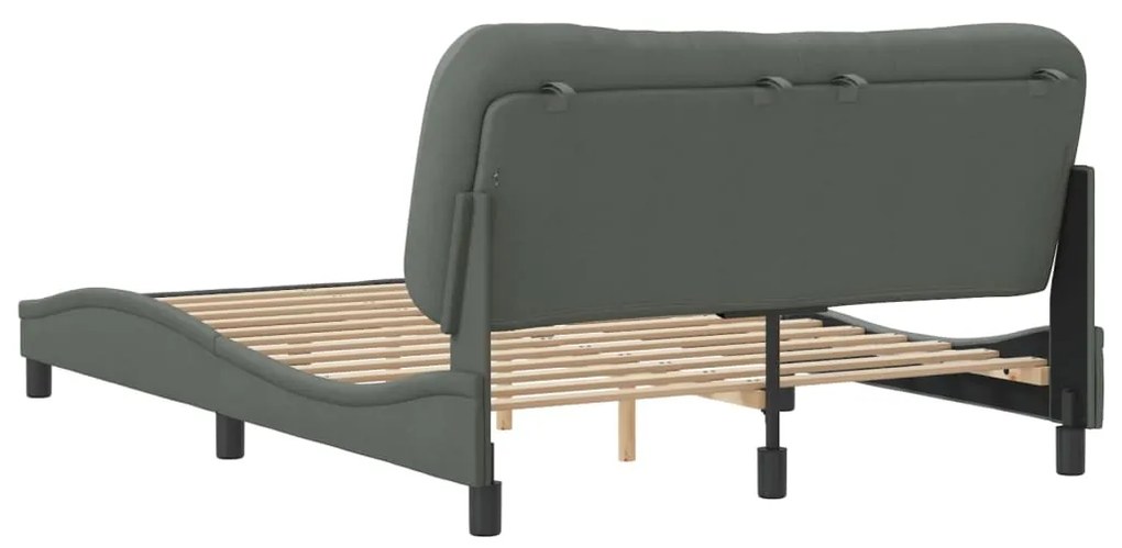 Estrutura de cama sem colchão 140x200 cm tecido cinzento-escuro
