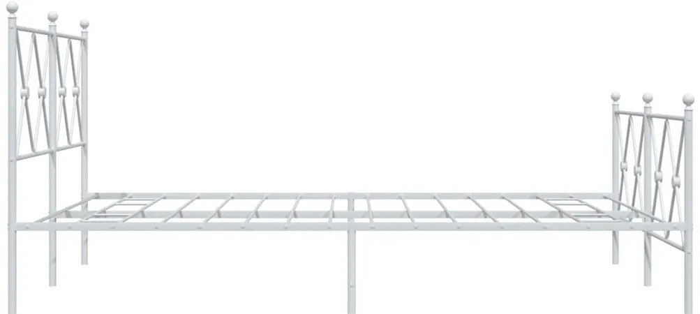 Estrutura de cama com cabeceira e pés 137x190 cm metal branco