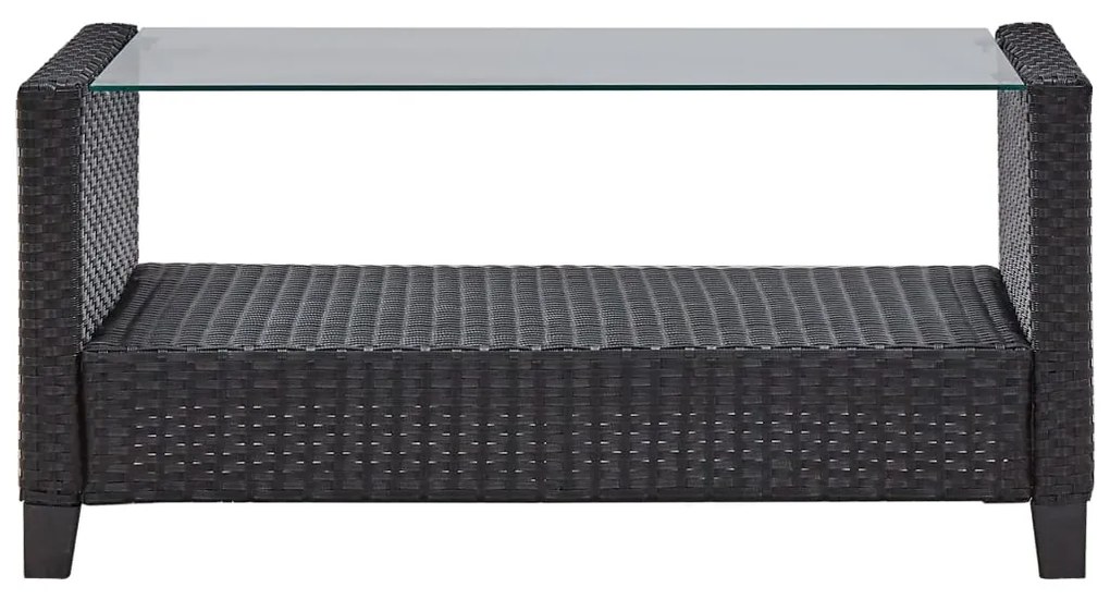 6 pcs conjunto sofás de jardim c/ almofadões vime PE preto