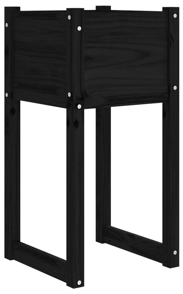 Vasos/floreiras 2 pcs 40x40x81 cm pinho maciço preto