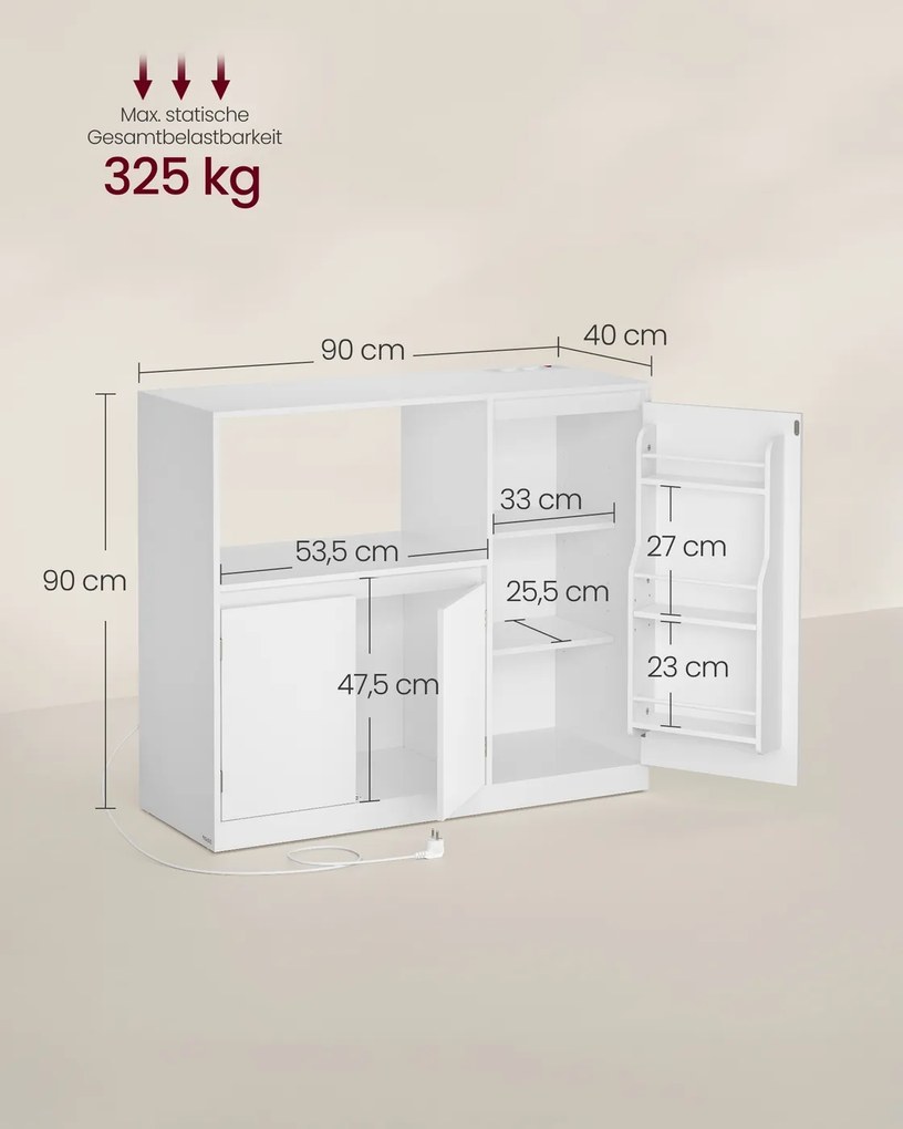 Armário de cozinha 40 x 90 x 90 cm com bancada e arrumação versátil Branco
