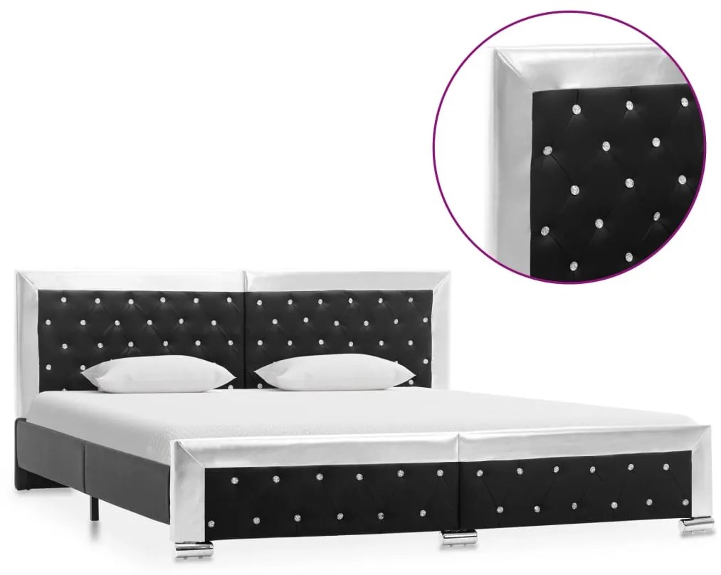 vidaXL Estrutura de cama 180x200 cm couro artificial preto