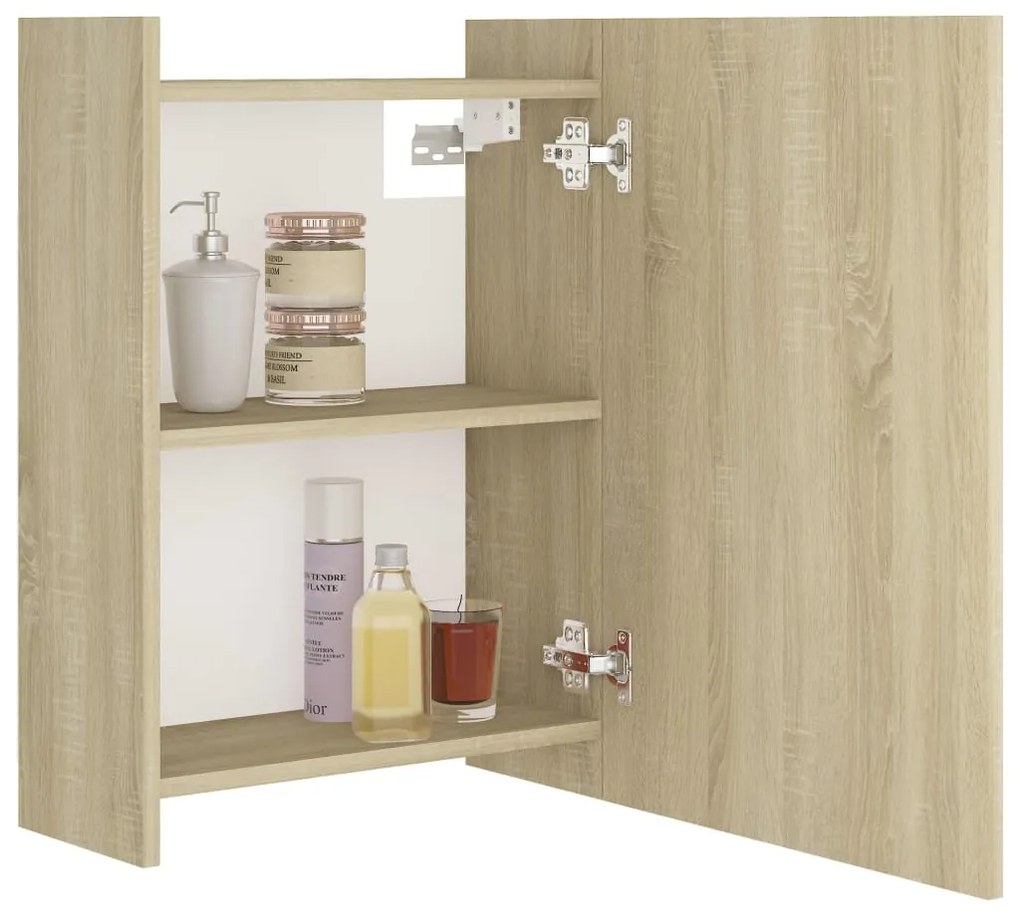 Armário casa banho c/ espelho derivados madeira carvalho sonoma