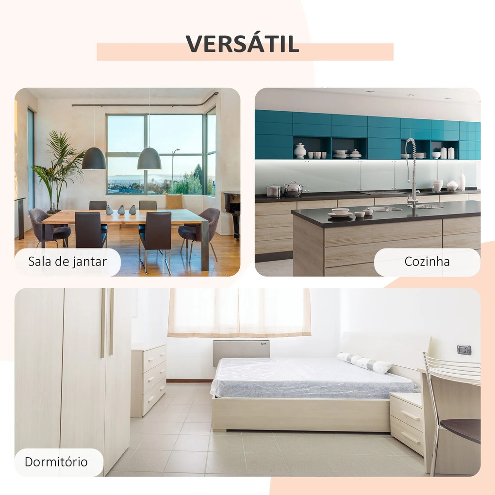 Mesa Dobrável (CADEIRAS NÃO INCLUIDAS) de Arrumação 4 Prateleiras para Sala de Jantar Sala de Estar Mesa Auxiliar de Madeira 169x62x75 cm Carvalho e B