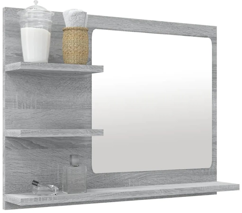 Espelho WC 60x10,5x45 cm derivados de madeira cinzento sonoma