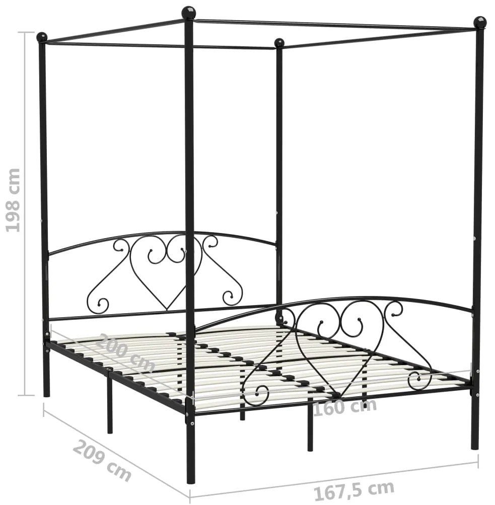 Estrutura de cama dossel 160x200 cm metal preto
