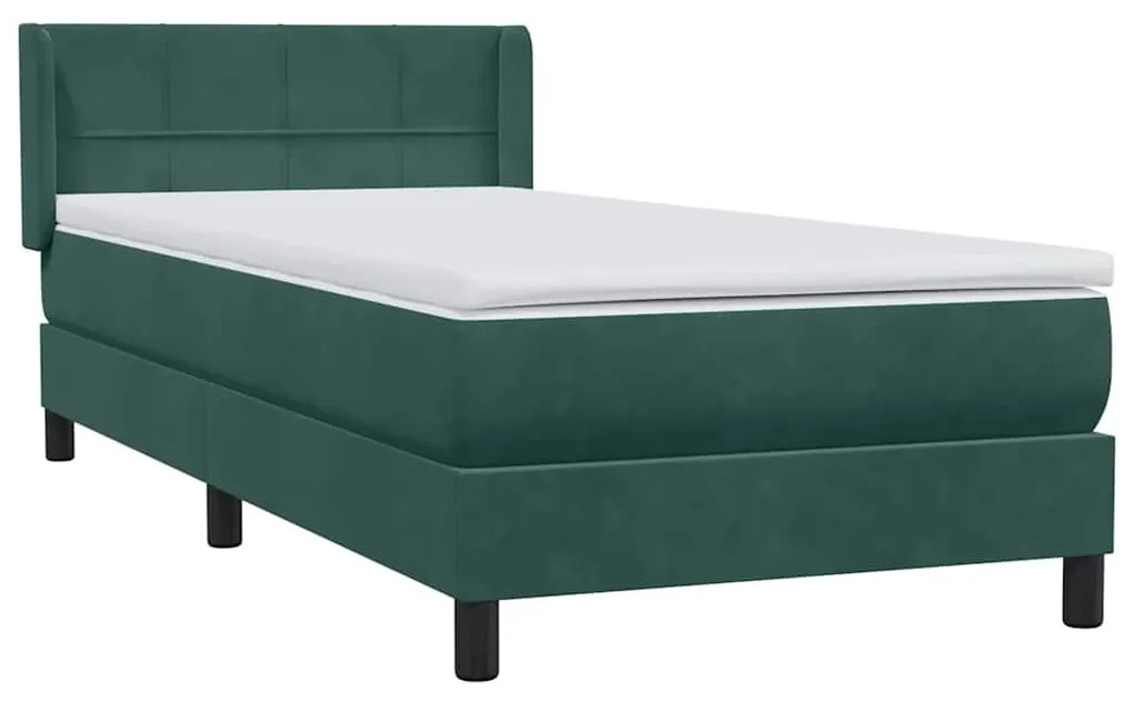 Cama com molas/colchão verde-escuro 80x210 cm veludo