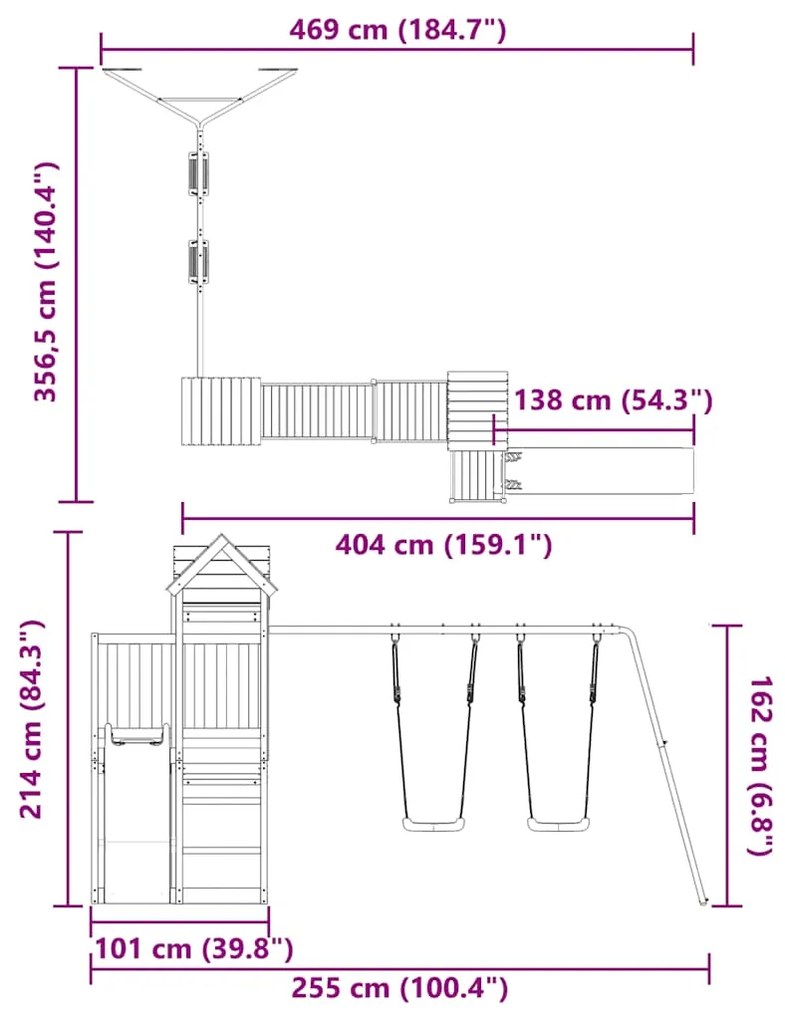 Conjunto de brincar para exterior madeira de pinho impregnada
