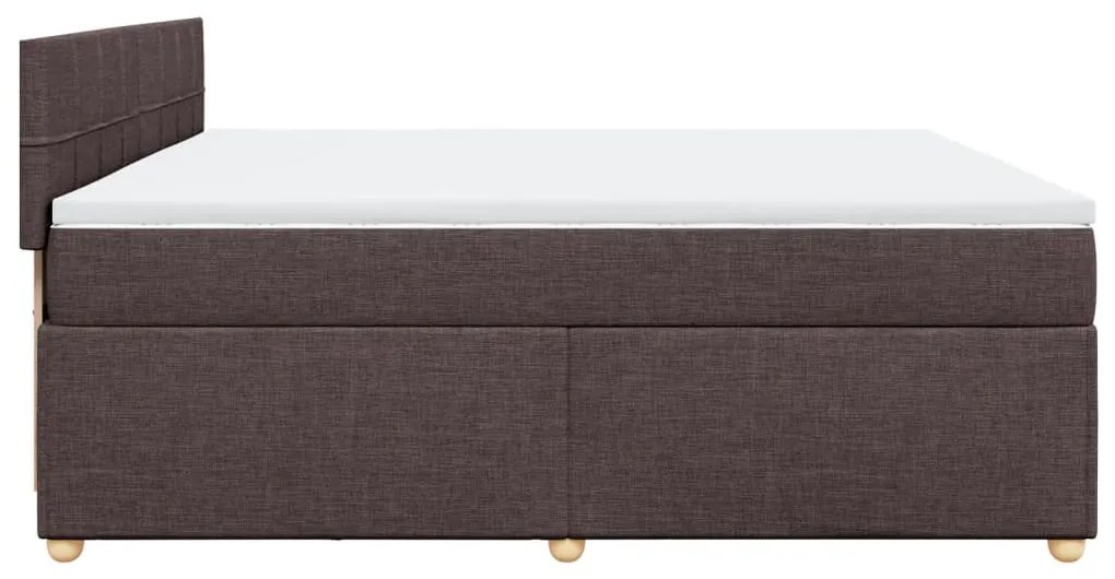 Cama com molas/colchão 200x200 cm tecido castanho-escuro