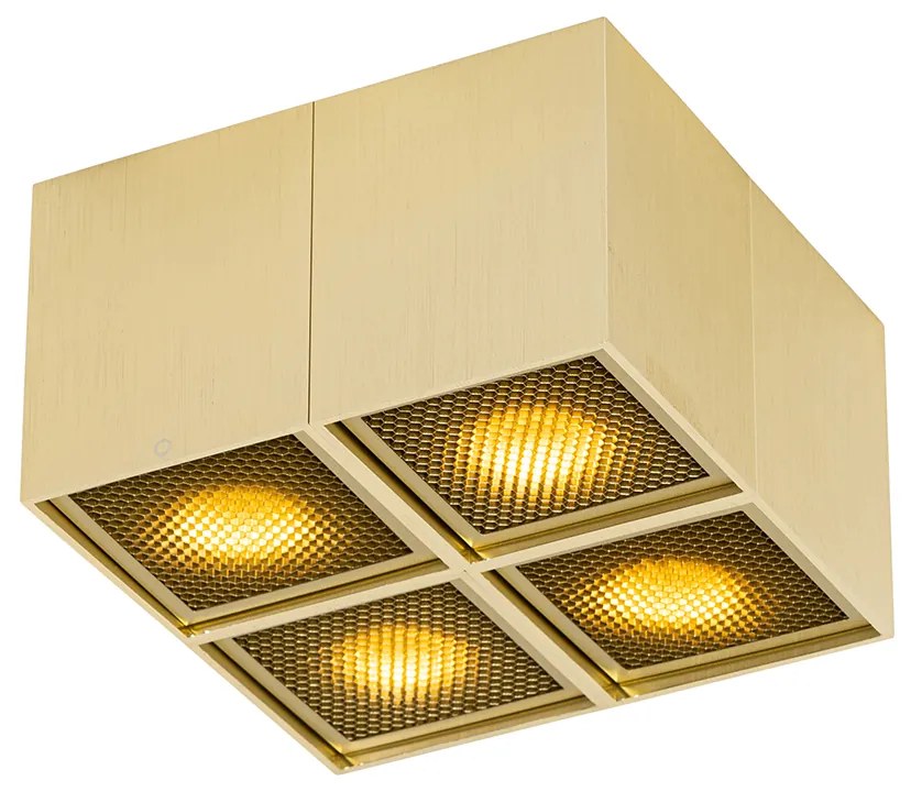 Foco de teto design dourado 4-luzes - Qubo Honey