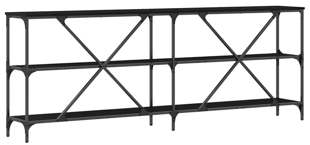 Mesa de Consola vidaXL Preto Carvalho 200x30x75 cm Madeira Revestida e