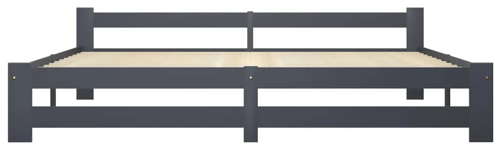Estrutura de cama 200x200 cm pinho maciço cinzento-escuro