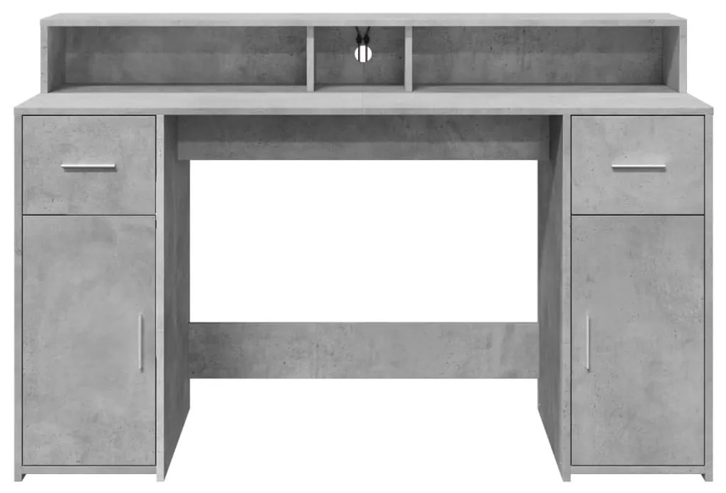Secretária luzes LED 140x55x91 cm deriv. madeira cinza cimento