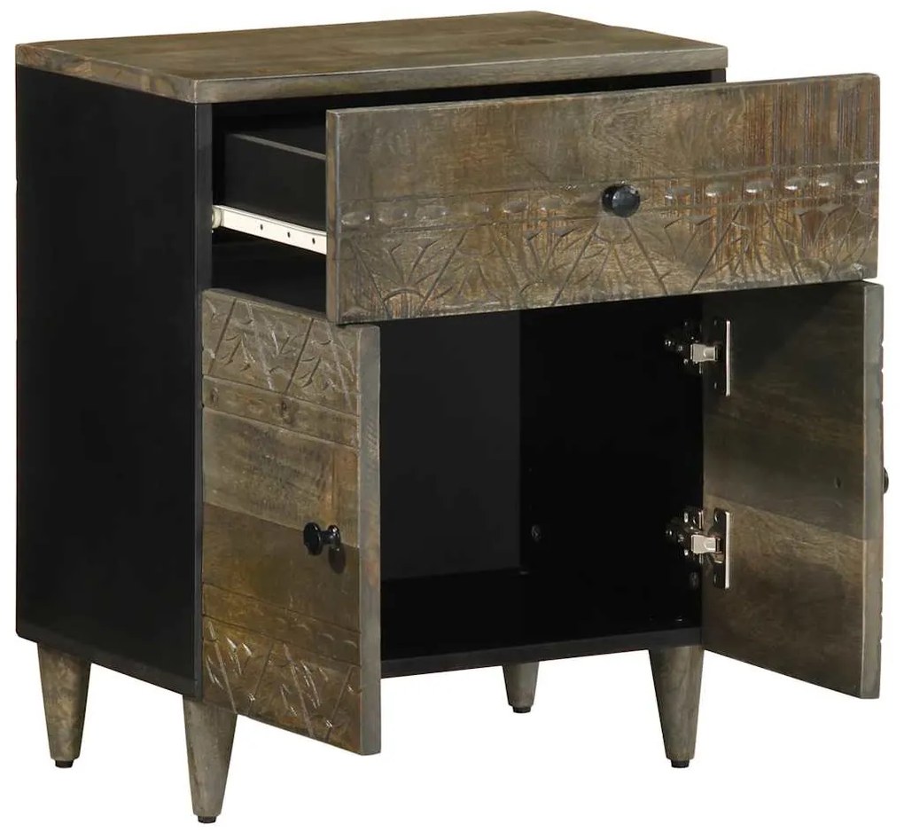 Mesa de cabeceira cinzento claro 50x33x60 cm