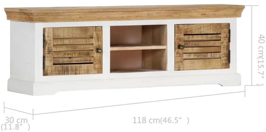 Móvel de TV 118x30x40 cm madeira de mangueira maciça