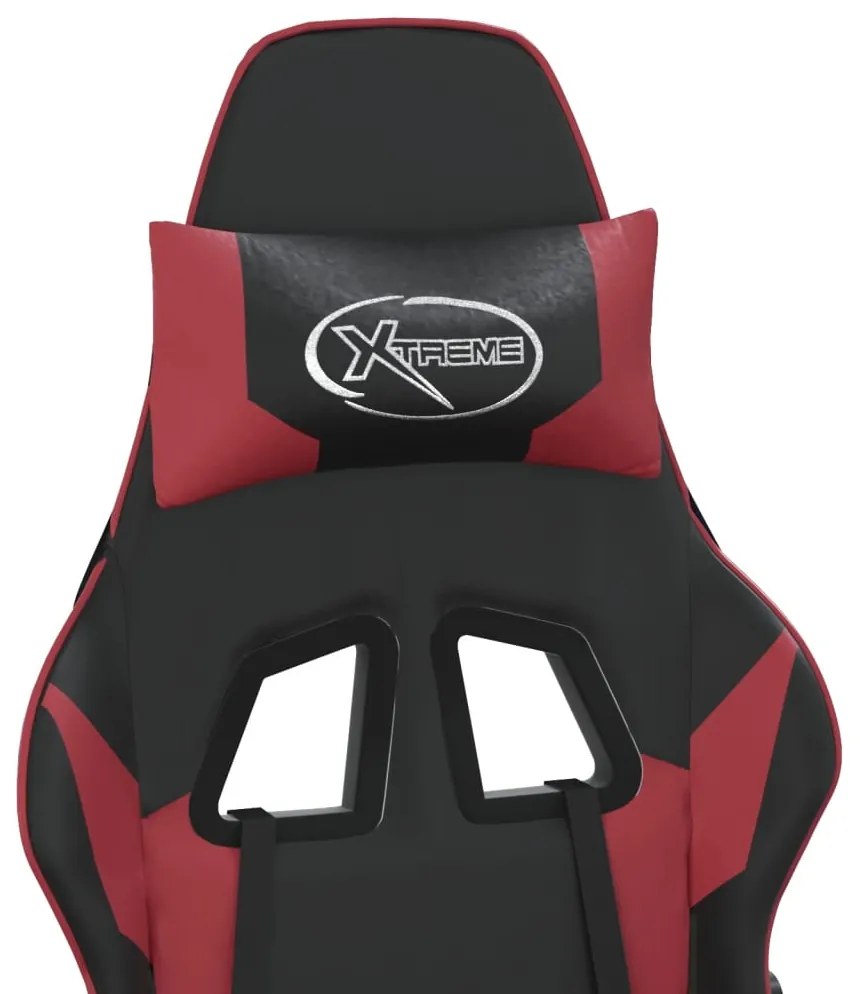 Cadeira gaming massagens couro artificial preto/vermelho tinto