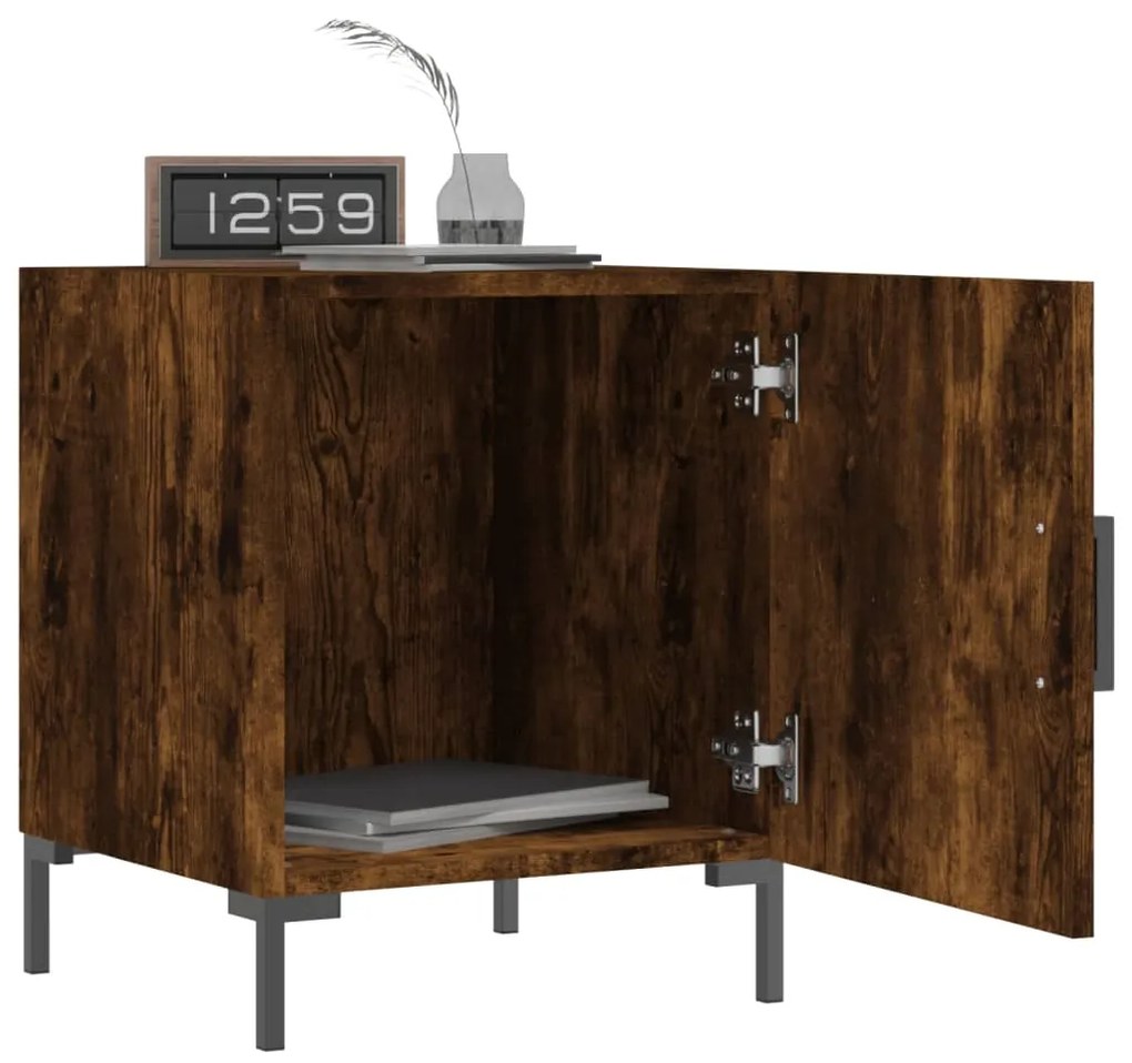 Mesa cabeceira 2pcs 40x40x50cm derivado madeira carvalho fumado