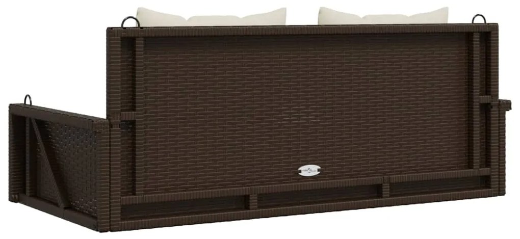 Banco baloiço com almofadões 119x56x48 cm vime PE castanho