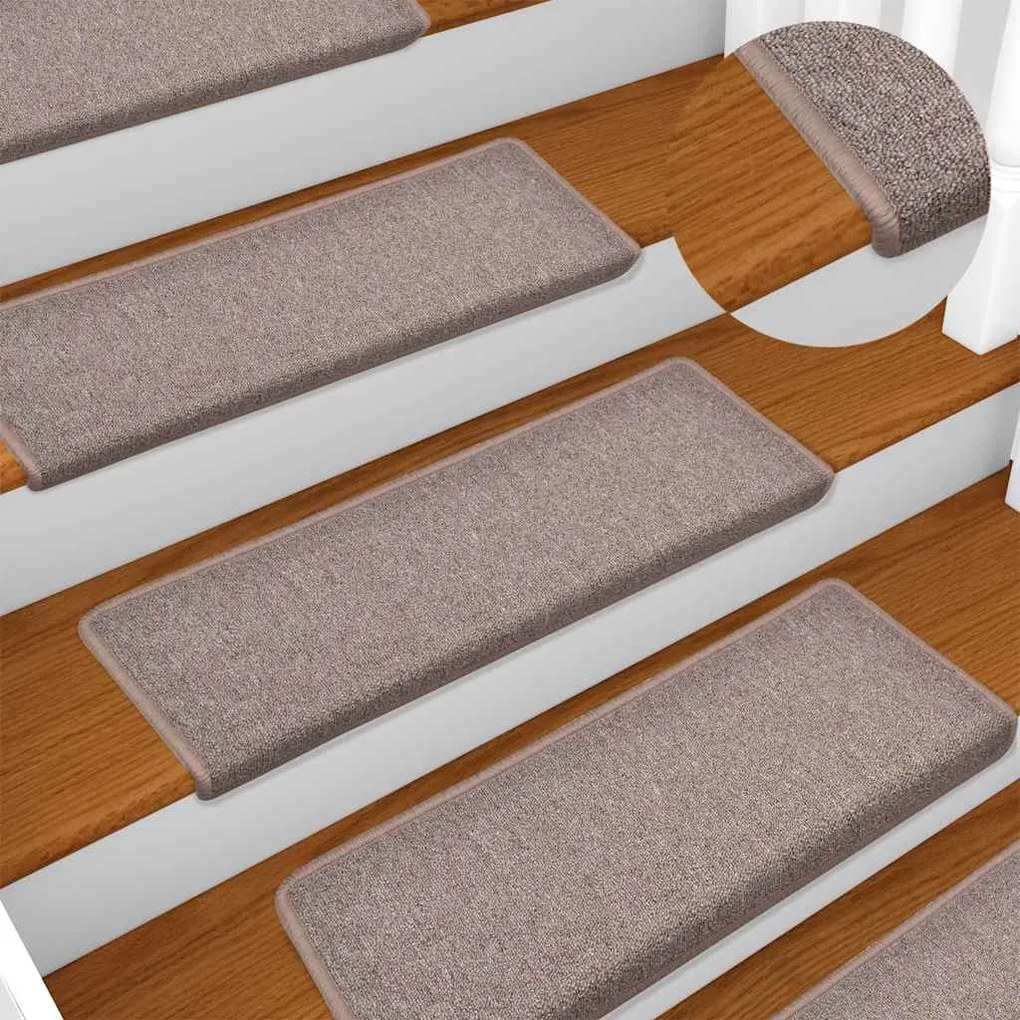 Tapetes de escadas 30 pcs 65x21x4 cm castanho-claro