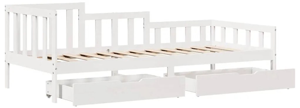 Sofá-cama c/ gavetas 90x200cm madeira de pinho maciça branco