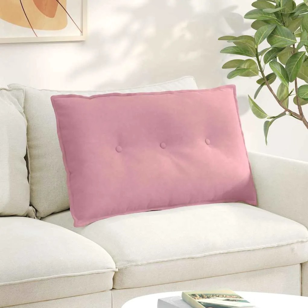 vidaXL Travesseiro para Costas Rosa 80 x 50 cm Tecido de Veludo Cotele