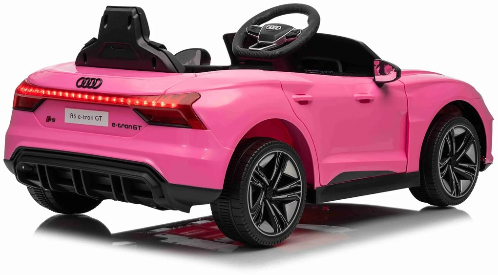 Carro elétrico para crianças Audi RS E-tron GT 12V, controlo remoto, USB / AUX, Bluetooth, bateria de lítio, luzes LED licença ORIGINAL Rosa