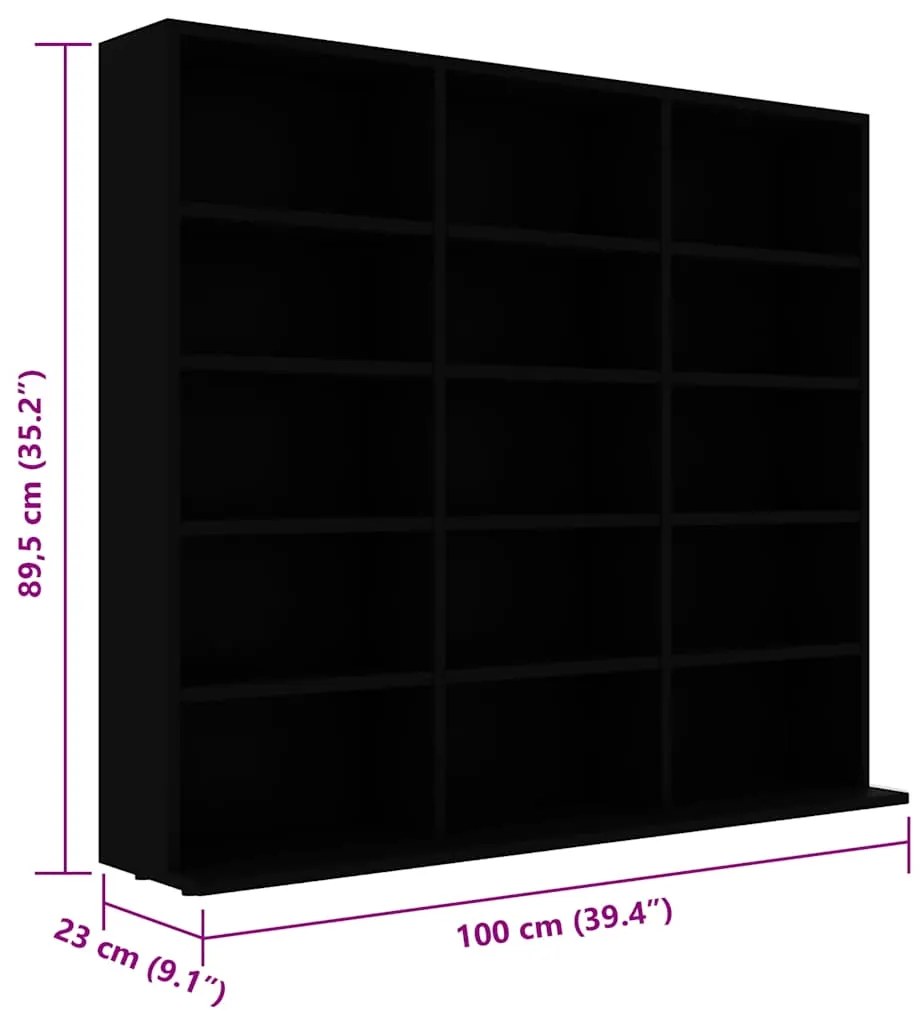 Armário para CD 100x23x89,5 cm derivados de madeira preto