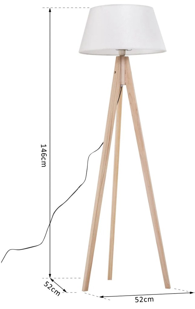 Candeeiro de Pé Moderno para o Quarto, Sala de Estudo, Sala de Estar com Base de Tripé Inoxidável Abajur de Linho Bege 146 cm
