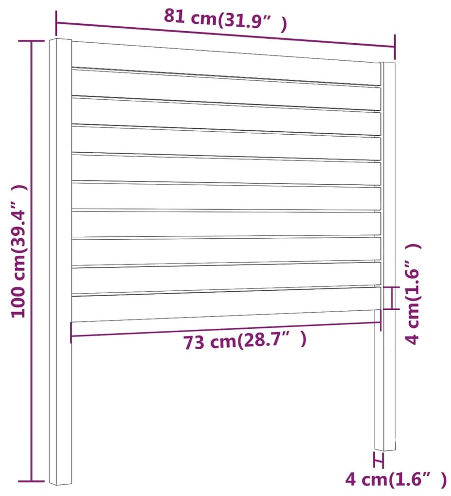 Cabeceira de cama 81x4x100 cm pinho maciço