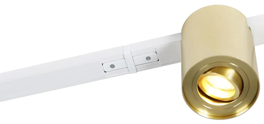 Sistema de calhas dourado e branco com 5 focos monofásicos - Rondoo Up