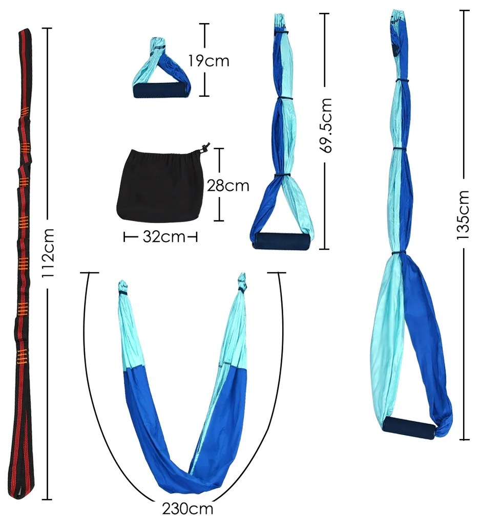 Rede Yoga Swing para Exercícios de Inversão Trapézio Azul