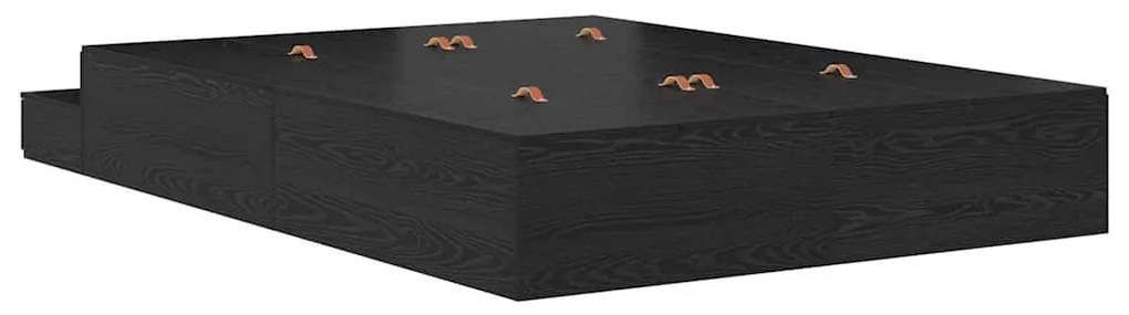 Cama de Armazenamento Preto Carvalho 135x190 cm