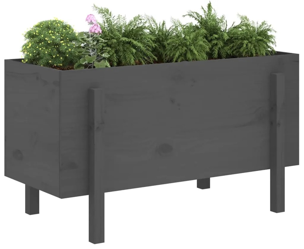 Canteiro elevado de jardim 101x50x57 cm pinho maciço cinzento