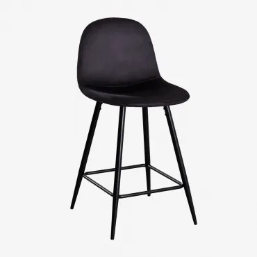 Pacote De 4 Bancos Altos Em Veludo Glamm Preto & Preto & ↑65 Cm - Sklum