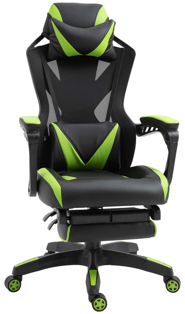 Vinsetto Cadeira Escritório Gaming Ergonômica Altura Ajustável Encosto Ajustável Conforto Máximo 65x70x117-125 cm Verde