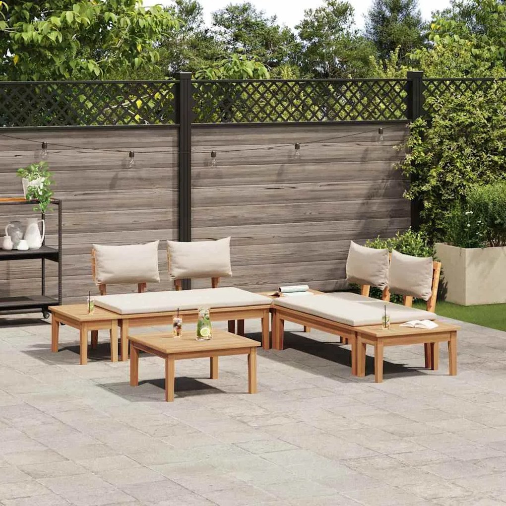Conjunto de Bancos de Jardim com cortinas 3 pcs Marrom e Creme