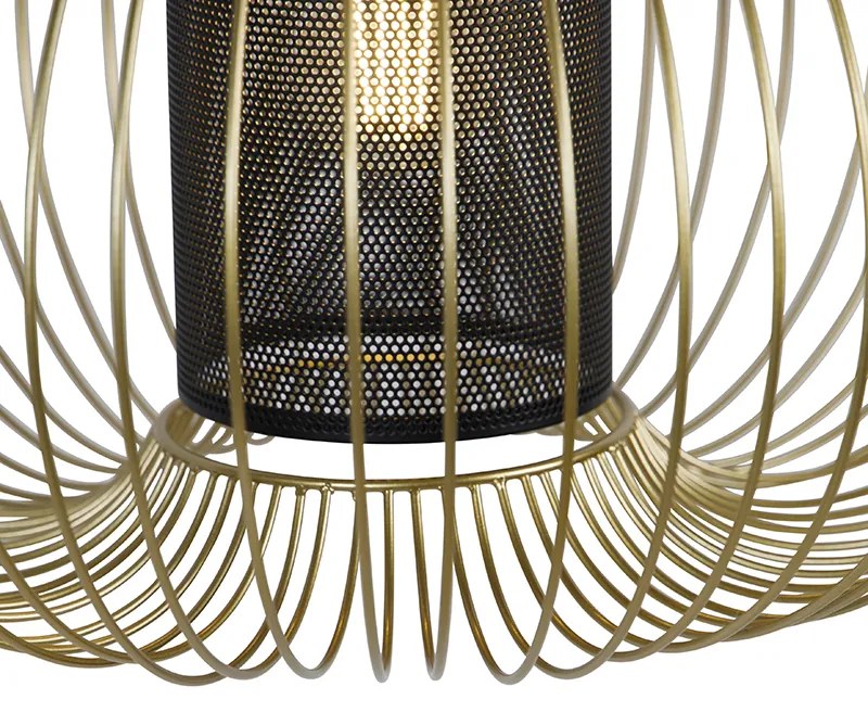 Candeeiro de suspensão design dourado com preto 50 cm - Marnie Design