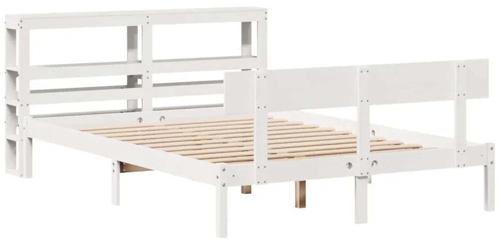 Cama sem colchão 140x190 cm madeira de pinho maciça branco
