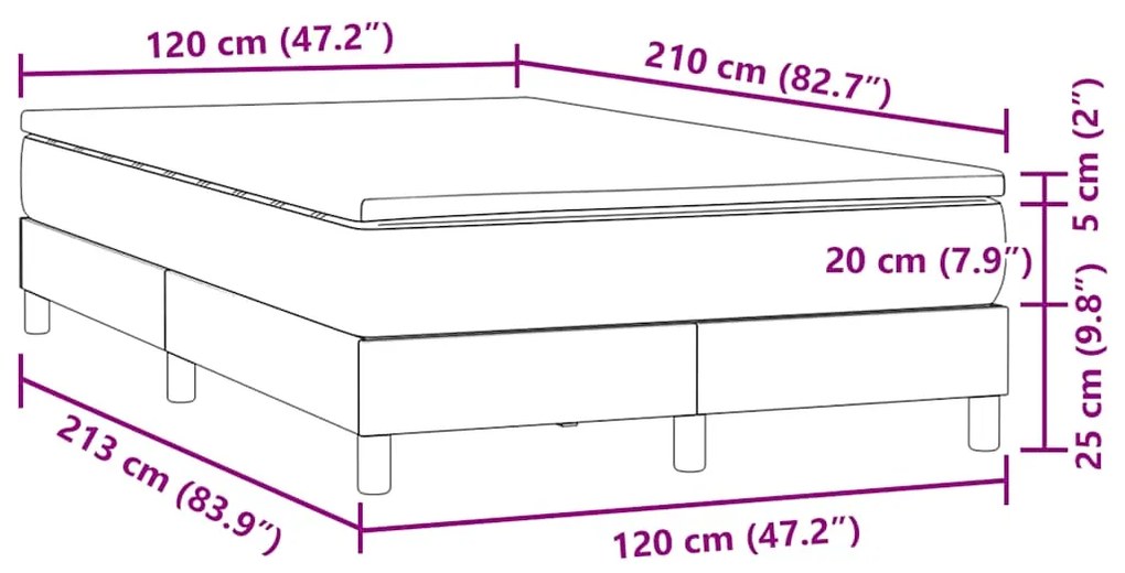 Cama boxspring com colchão 120x210 cm veludo verde-escuro