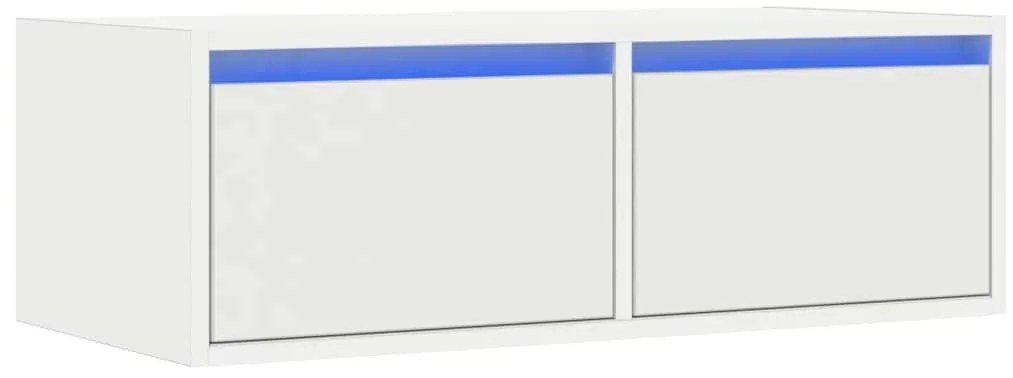 Móvel de TV com luzes LED 75x35,5x25 cm branco