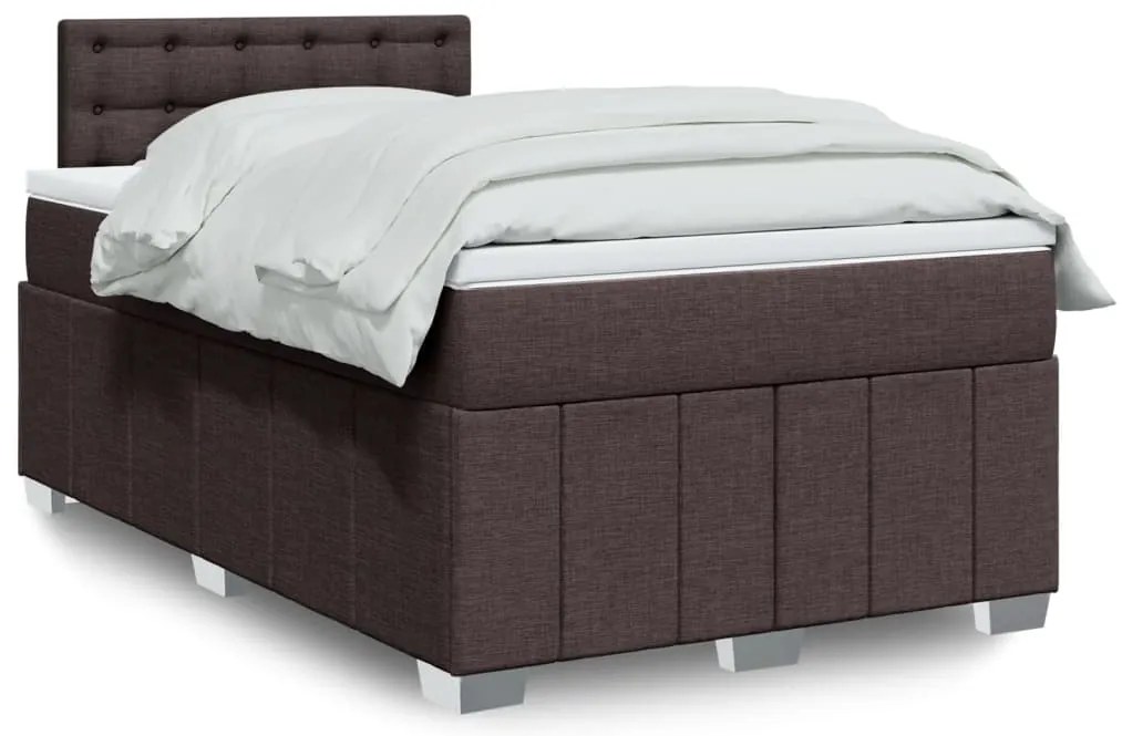 Cama com molas/colchão 120x200 cm tecido castanho-escuro