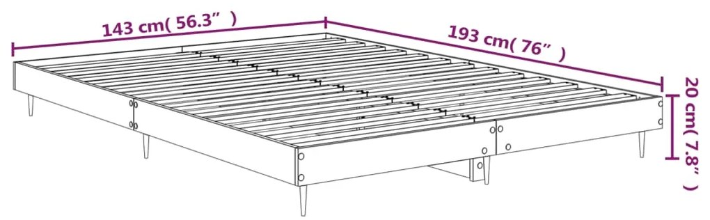 Estrutura de cama 140x190cm derivados madeira carvalho castanho