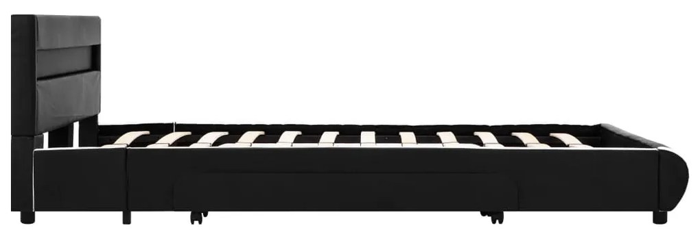 Estrutura de cama com LED 140x200 cm couro artificial preto