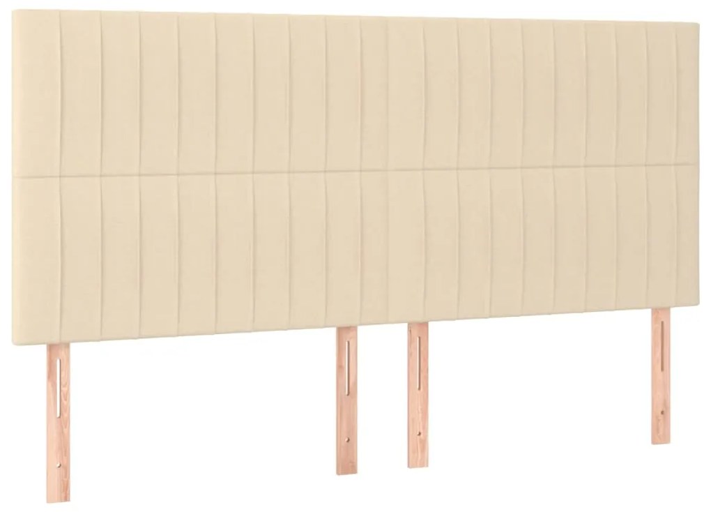 Cama box spring c/ colchão e LED 200x200 cm tecido cor creme