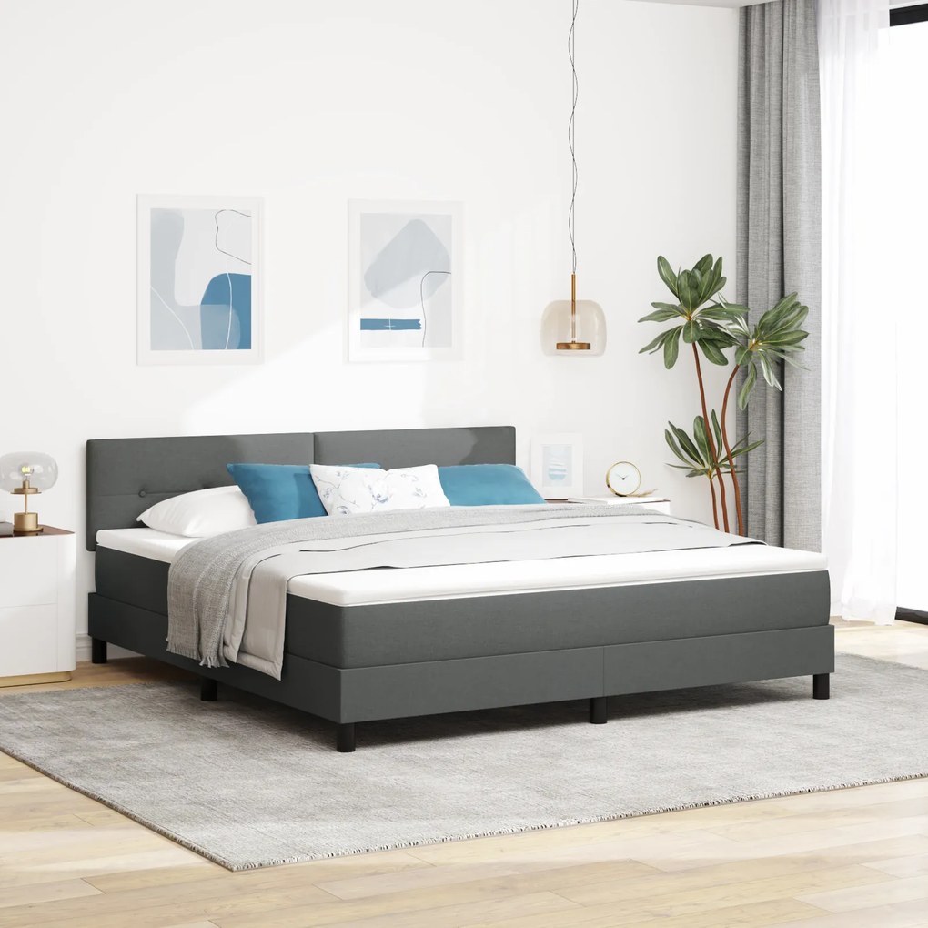 Cama Box com Colchão Cinza Escuro 180x200 cm Tecido