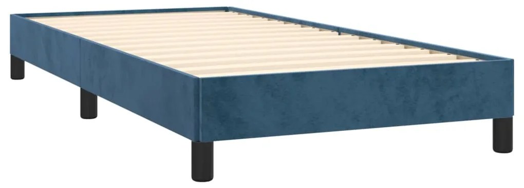 Estrutura de cama sem colchão 80x200 cm veludo azul-escuro