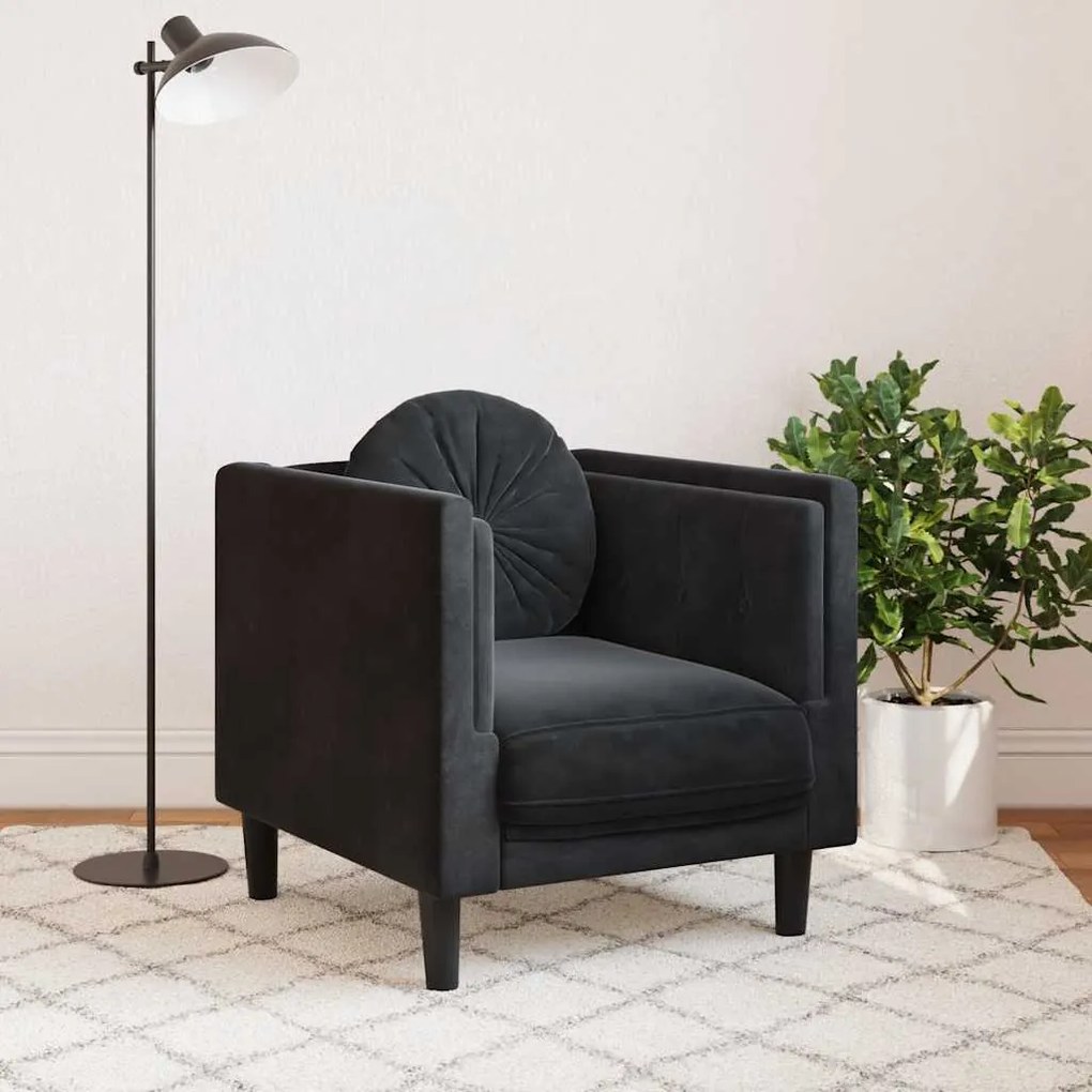 Poltrona com almofadão veludo preto